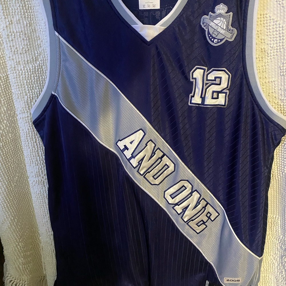 AND1 Kids Navy and White Basketball Jersey